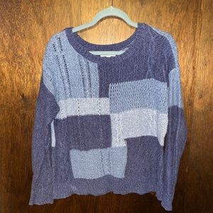 American Eagle Outfitters Blue Patchwork Sweater Large